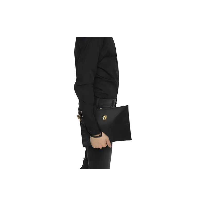 VERSACE Nylon Fabric Clutch Tubas Men's Black-3