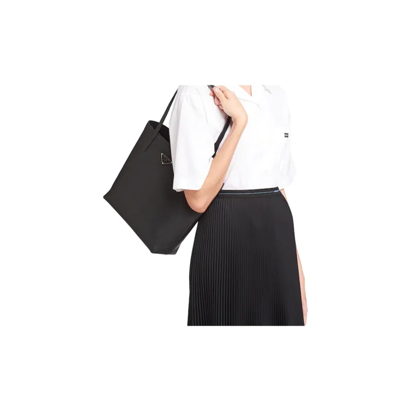 PRADA Leather Tote Bag Shopping Bag Handbag Small Size Women's Black-7