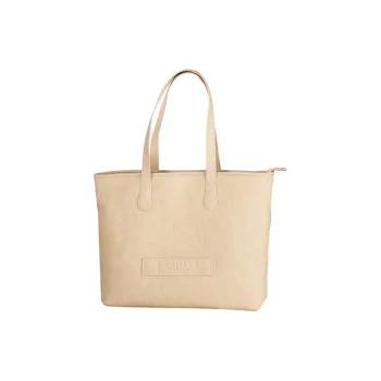 SISISM Pu One Shoulder Handbag Large Size Unisex Oat/Caramel/Ink
