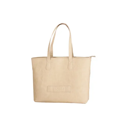 SISISM Pu One Shoulder Handbag Large Size Unisex Oat/Caramel/Ink