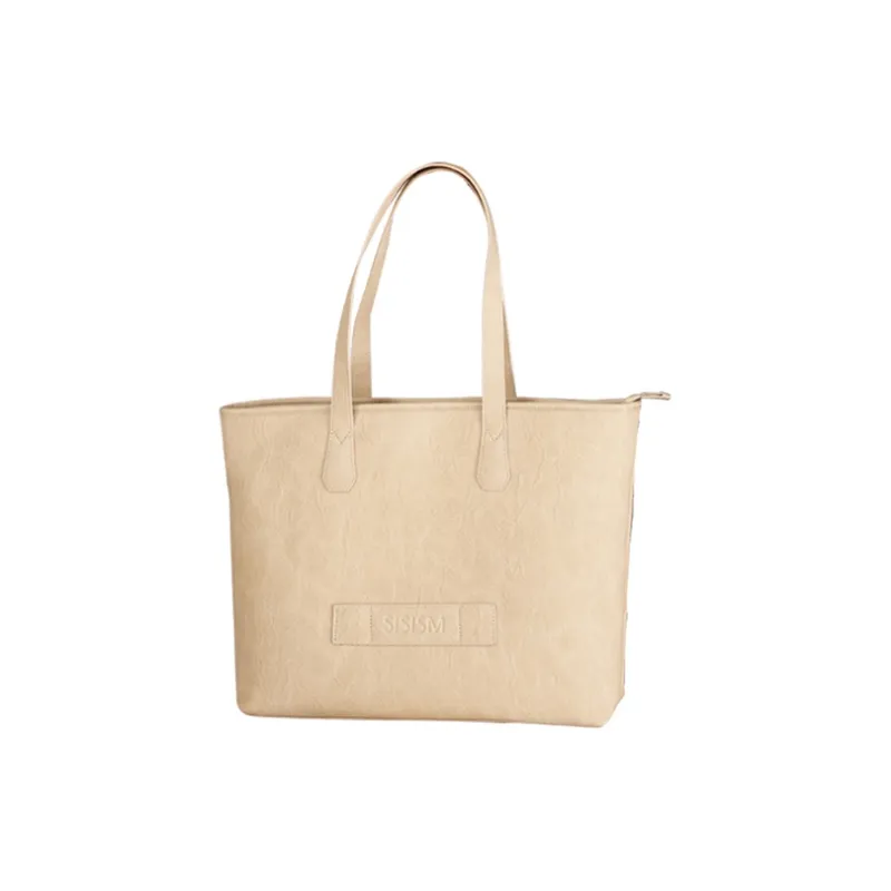SISISM Pu One Shoulder Handbag Large Size Unisex Oat/Caramel/Ink-0