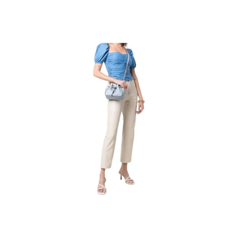 MICHAEL KORS Phoebe Cow Leather Bucket Bag, Chain Bag, Crossbody Bag, Shoulder Bag Women's Light Blue-6