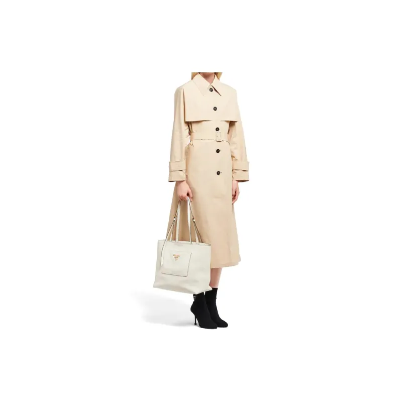 PRADA Calfskin Tote Bag Shopping Bag Handbag Shoulder Bag Crossbody Bag Women's White-4