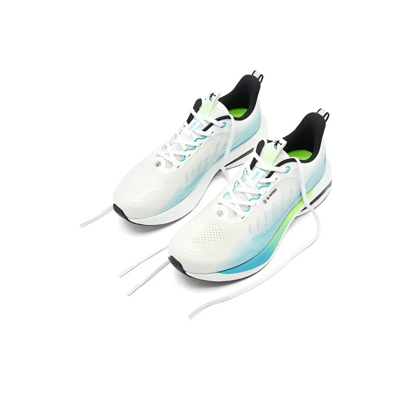 QIAODAN Borderless 6.0 Cushioning Wear Resistant Low Top Casual Running Shoes Men's White Blue-2