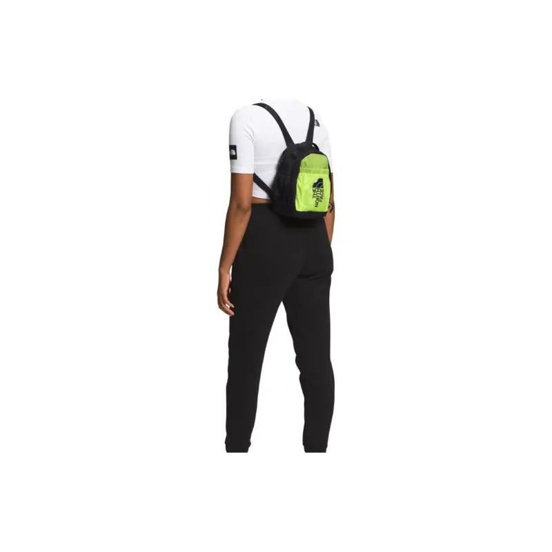 THE NORTH FACE Recycled Polyester Backpack Mini Unisex Black Neon Green-4