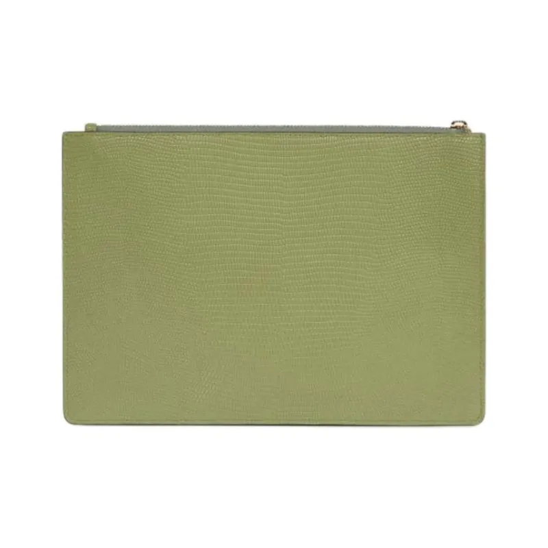 Strathberry Lizard Embossed Leather One Shoulder Crossbody Clutches Women's Olive Green-2