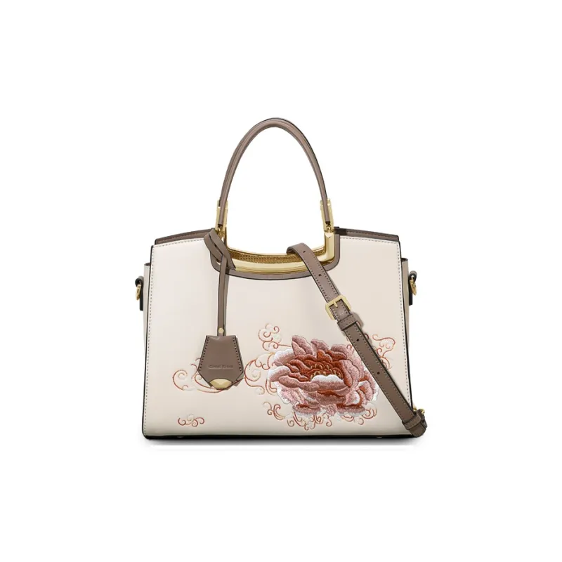 CinvaiKrose Synthetic Leather Shoulder Bag Crossbody Bag Handbag Medium Size Women's Cream White/Guizhi Red-1