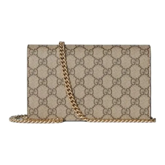 GUCCI GG Marmont Canvas Wallet Women's Beige & Ebony & Light Pink-3