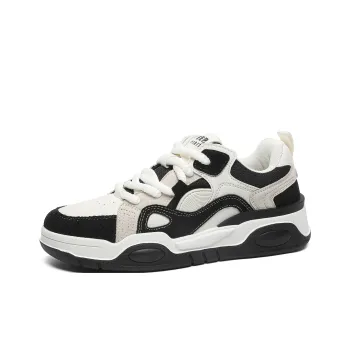 JEEP SPIRIT Retro Fashion Anti Slip And Wear Resistant Height Increasing Low Top Skateboard Shoes Men's Black White