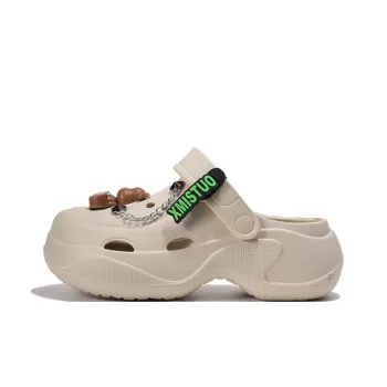 XMISTUO Bear DIY Trendy Minimalist Style 6.0cm Height Increasing External Wear Summer Closed Toe Clogs Women's