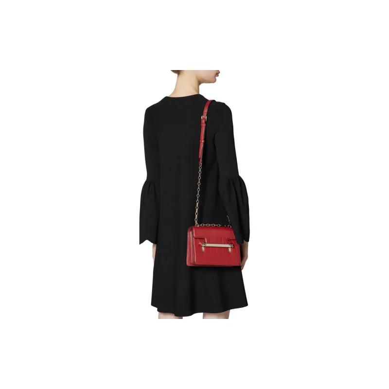Valentino Cow Leather Crossbody Bag Shoulder Bag Women's Red-3