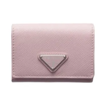 PRADA Leather Wallet Small Size Women's Light Pink