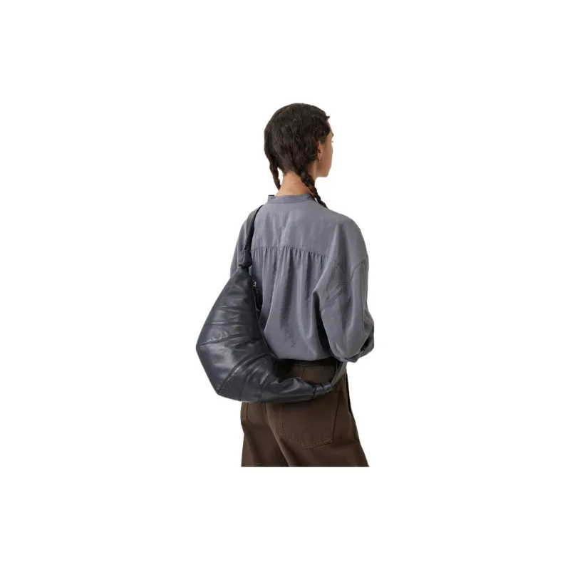Lemaire Lambskin Croissant Bag Goat Horn Bag Slogan Bag Shoulder Bag Crossbody Bag Large Size Unisex Dark Gray-5