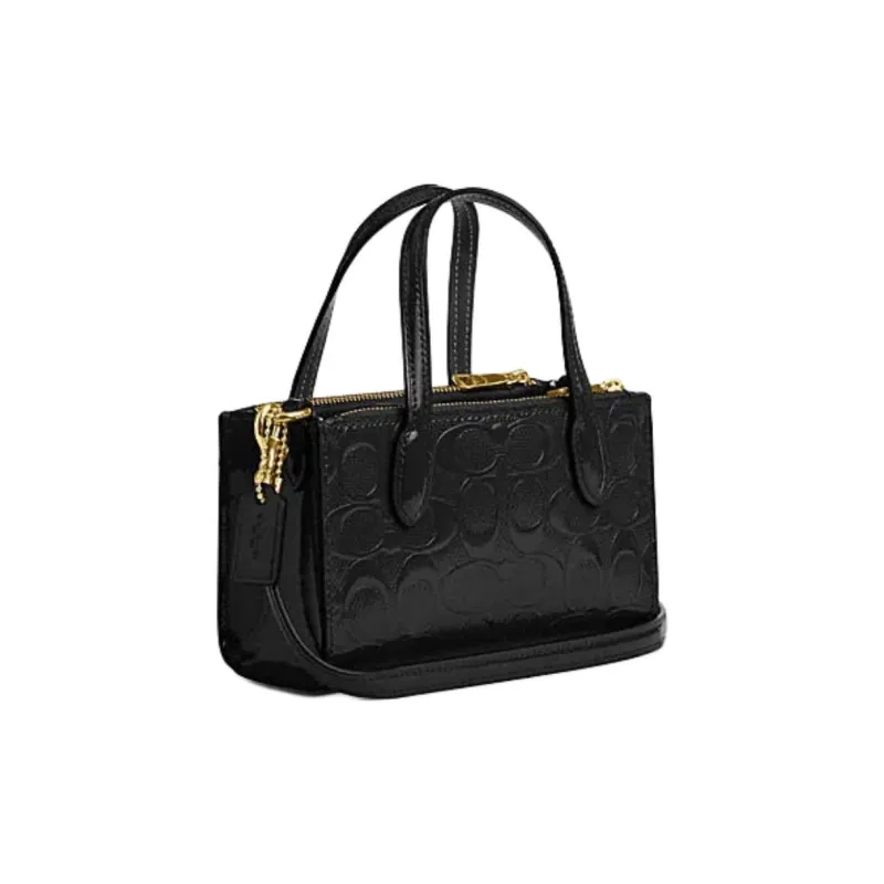 COACH Cow Split Leather Tote Bag, Shopping Bag, Shoulder Bag, Crossbody Bag, Handbag Mini Women's Black-1