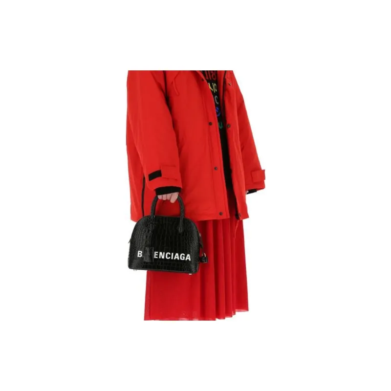 Balenciaga Ville Calfskin Dome Bag Handbag Shoulder Bag Crossbody Bag Small Size Women's Black-5