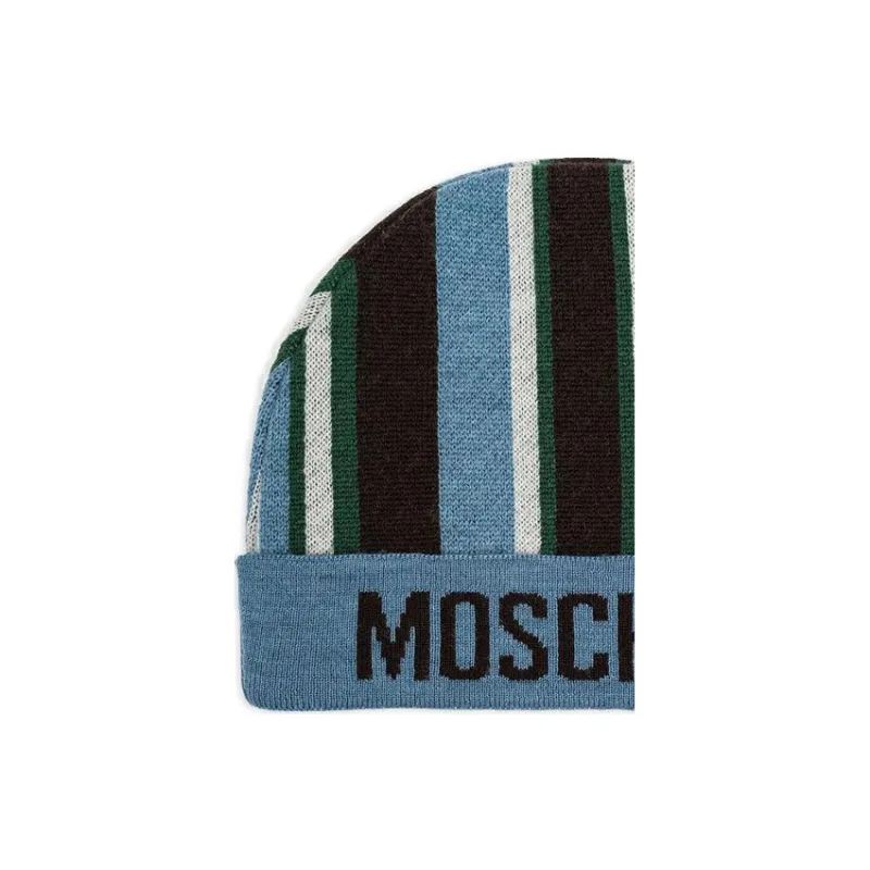 MOSCHINO Logo intarsia Striped Beanie-2