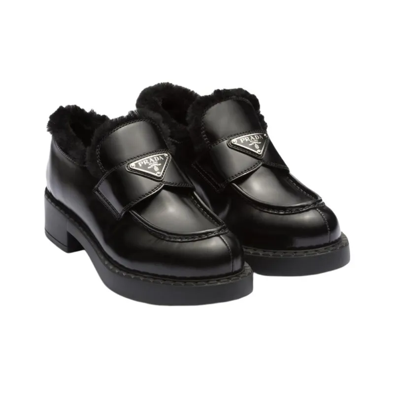 PRADA Brushed Leather Loafers-2
