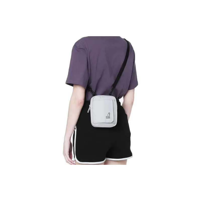 KANGOL Fabric Square Bag Shoulder Bag Crossbody Bag Regular Unisex Gray/Black-3