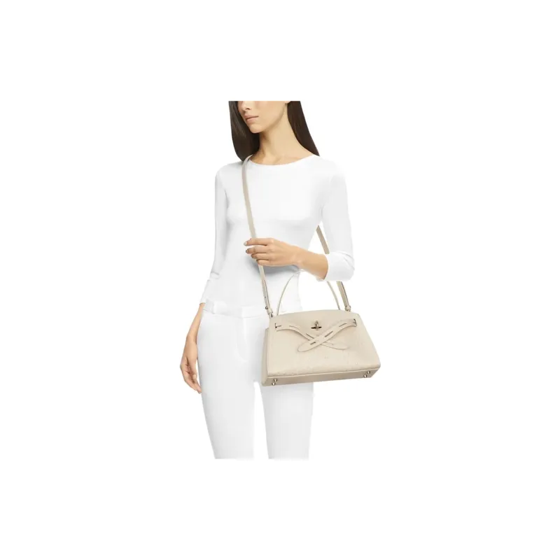 Furla Margherita Collection Cow Leather Shoulder Bag Crossbody Bag Handbag Medium Size Women's Ecru-2