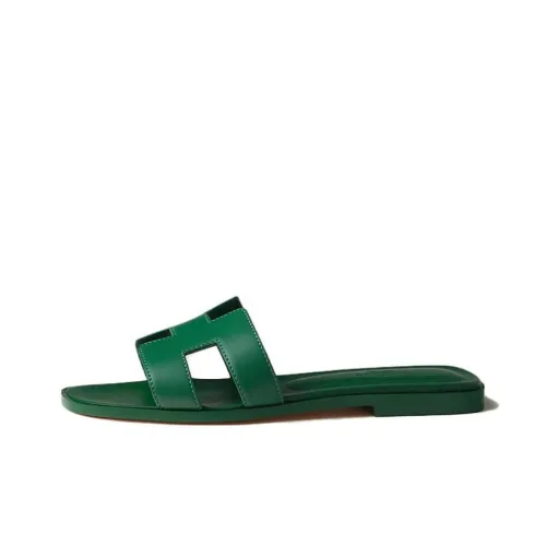 HERMES Oran Slide Slippers Women's Green