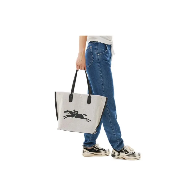 LONGCHAMP Logo print Canvas Tote-9
