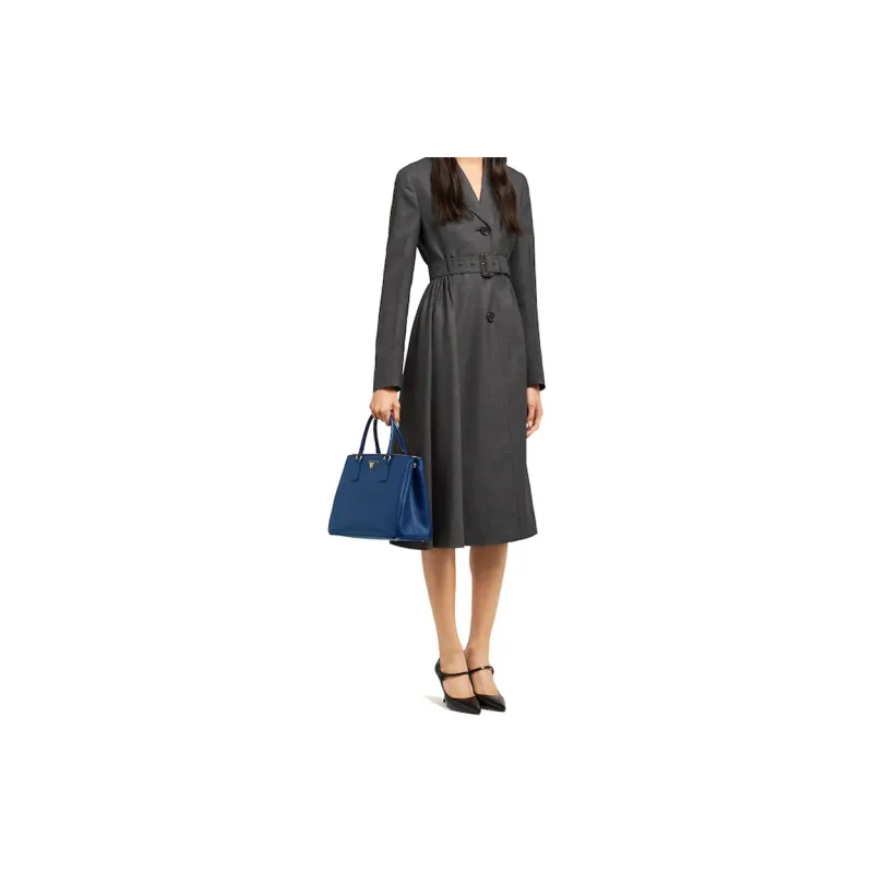 PRADA Saffiano Leather One Shoulder Handbag Crossbody Bag Large Size Women's Blue-4