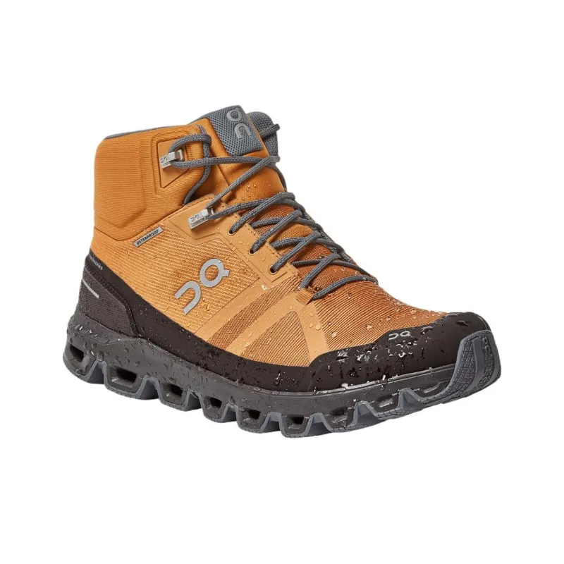 On Water-Resistant Mid-Top Trekking Shoes Men's Walnut Color | Lime-2