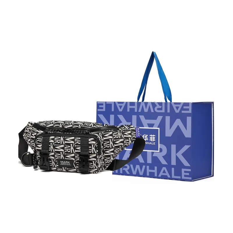 FAIRWHALE Fabric Casual Sports Crossbody Bag Sling Bag Fanny Pack With Large Capacity Medium Size Unisex Black-5