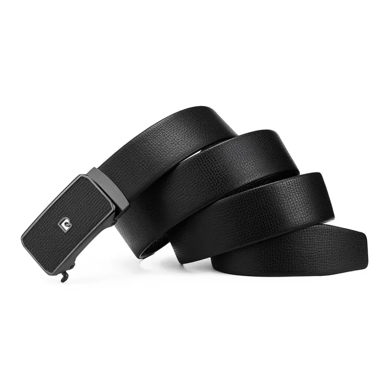 PIERRE CARDIN Cow Leather Men's Pant Belt Men's Black 3.45cm-2