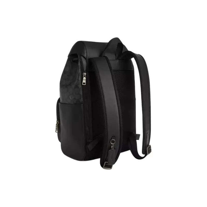 COACH Coated Canvas With Smooth Calfskin Backpack Medium Size Men's Charcoal Gray-1