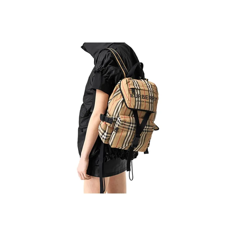 Burberry Canvas Backpack Unisex Khaki-4