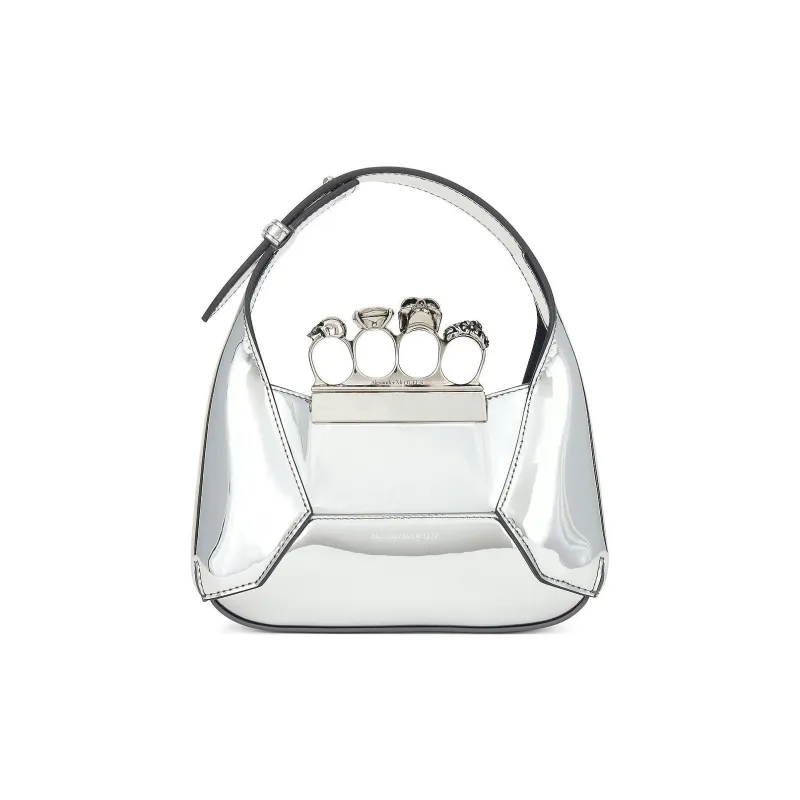 Alexander McQueen Polyurethane Hobo Bag, Shoulder Bag, Crossbody Handbag Mini Women's Silver-0