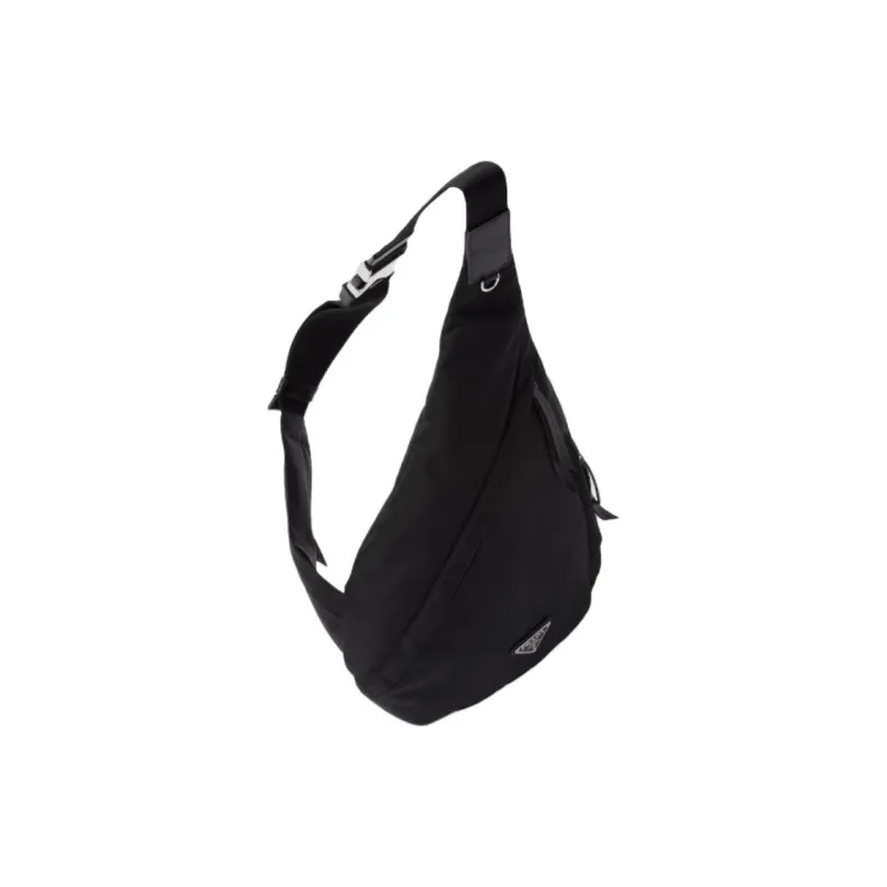 PRADA Recycled Nylon With Leather Shoulder Bag, Crossbody Bag Men's Black-1