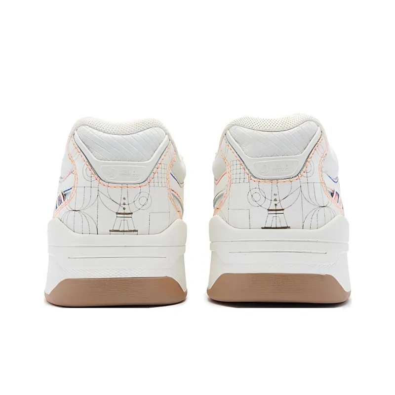 QIAODAN Wear resistant And Lightweight Low Top Skateboard Shoes Women's Ivory Bamboo Umber-3