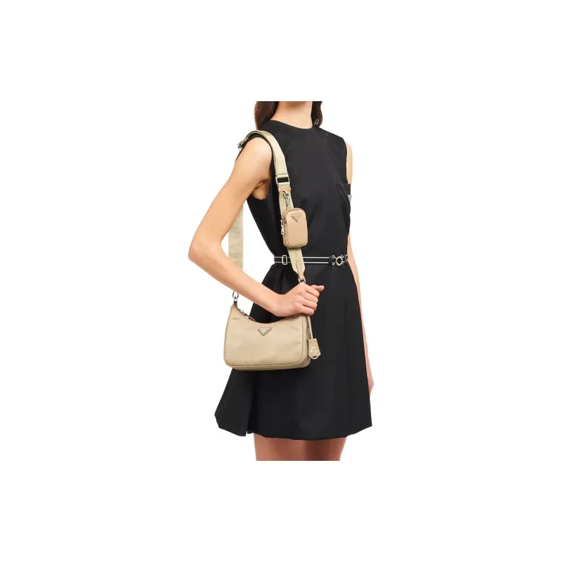 PRADA Re Edition Nylon Shoulder Bag, Handbag, Shoulder Bag, Crossbody Bag Regular Women's Desert Beige-4