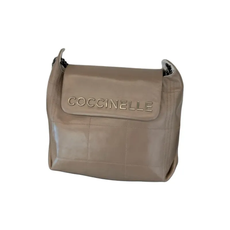 COCCINELLE Cow Leather Hobo Bag Portable Crossbody Bag Shoulder Bag Large Size Women's Light Gray-1