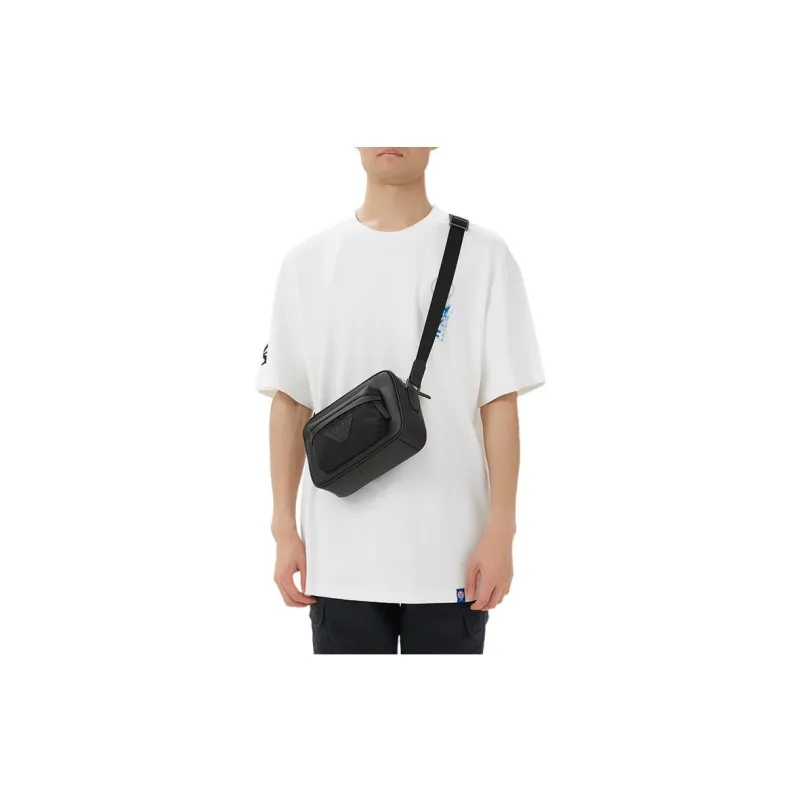 EMPORIO ARMANI Polyester Leather Crossbody Bag, Shoulder Bag Men's Black-3