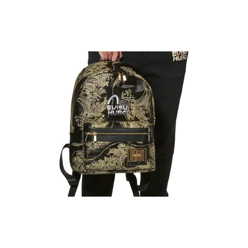 EVISU Embroidery Backpack Regular Men's Black-3