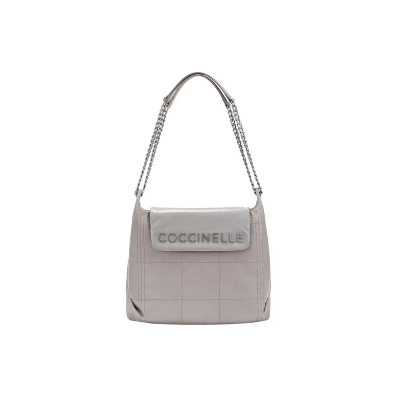 COCCINELLE Cow Leather Hobo Bag Portable Crossbody Bag Shoulder Bag Large Size Women's Cool Gray-0