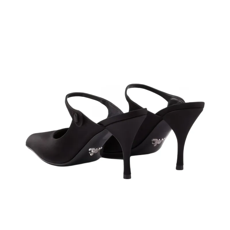 PRADA Pointed Satin Mules-3