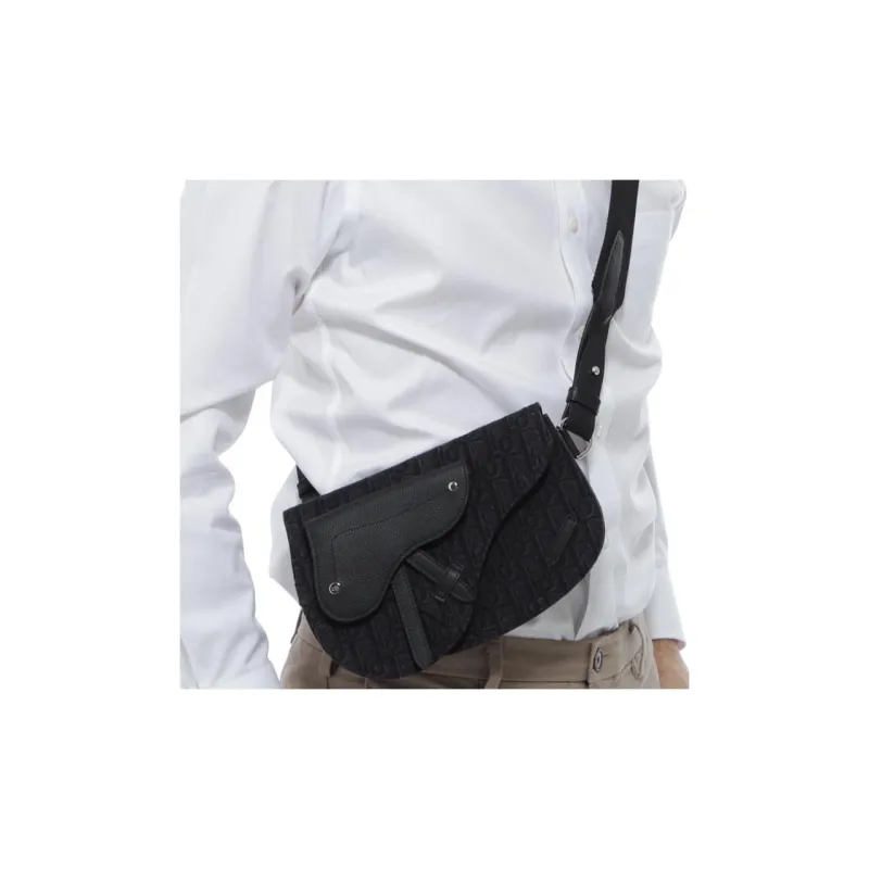 DIOR Saddle Cow Leather Saddle Bag, Fanny Pack, Crossbody Bag, Sling Bag Men's Black-4