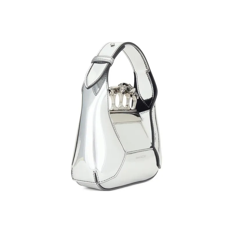 Alexander McQueen Polyurethane Hobo Bag, Shoulder Bag, Crossbody Handbag Mini Women's Silver-2