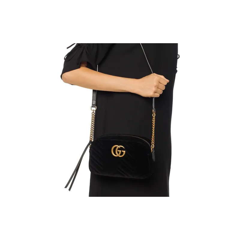 GUCCI Velvet Camera Bags Crossbody Bag Shoulder Bag Women's Black-10