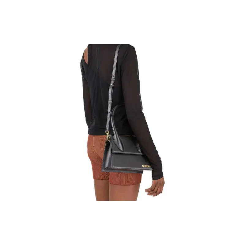Jacquemus Leather Crossbody One Shoulder Handbag Women's Black-3