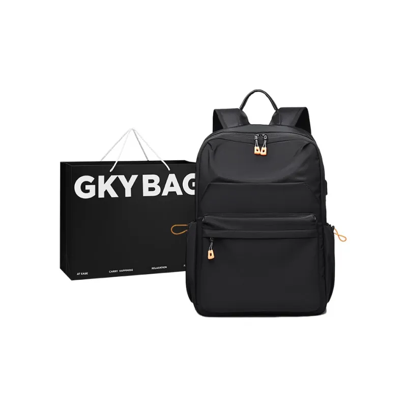 GKY Polyester Backpack Regular Men's Black/Dark Gray-0
