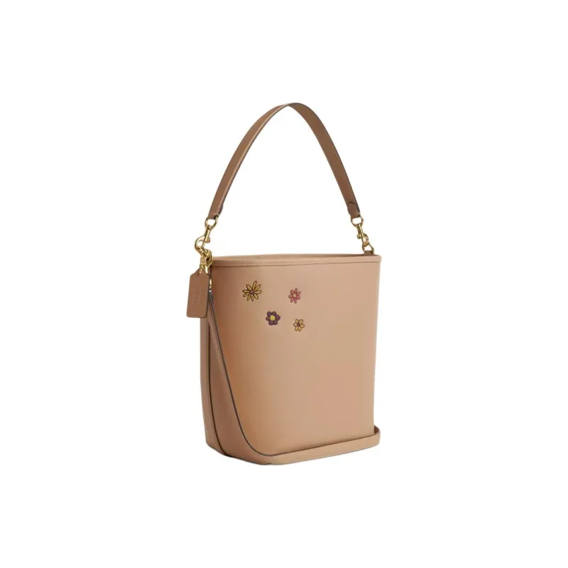 COACH Observed By Us Collaboration City Double Sided Leather Crossbody Bag, Shoulder Bag Large Size Women's Beige-1