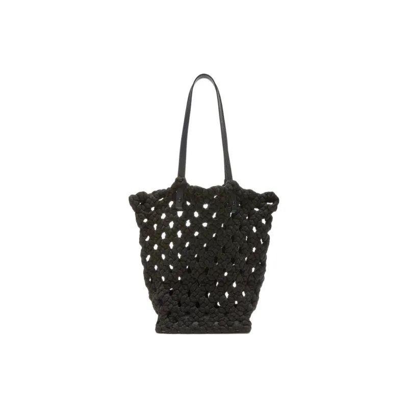 Valextra Woven Fabric With Calfskin Tote Bag, Shopping Bag, Handbag Women's Black-1