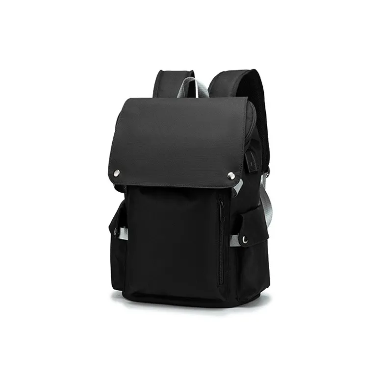 GKY Oxford Casual Backpack For High School And College Students With USB Charging Regular Men's Black Gray Color-2
