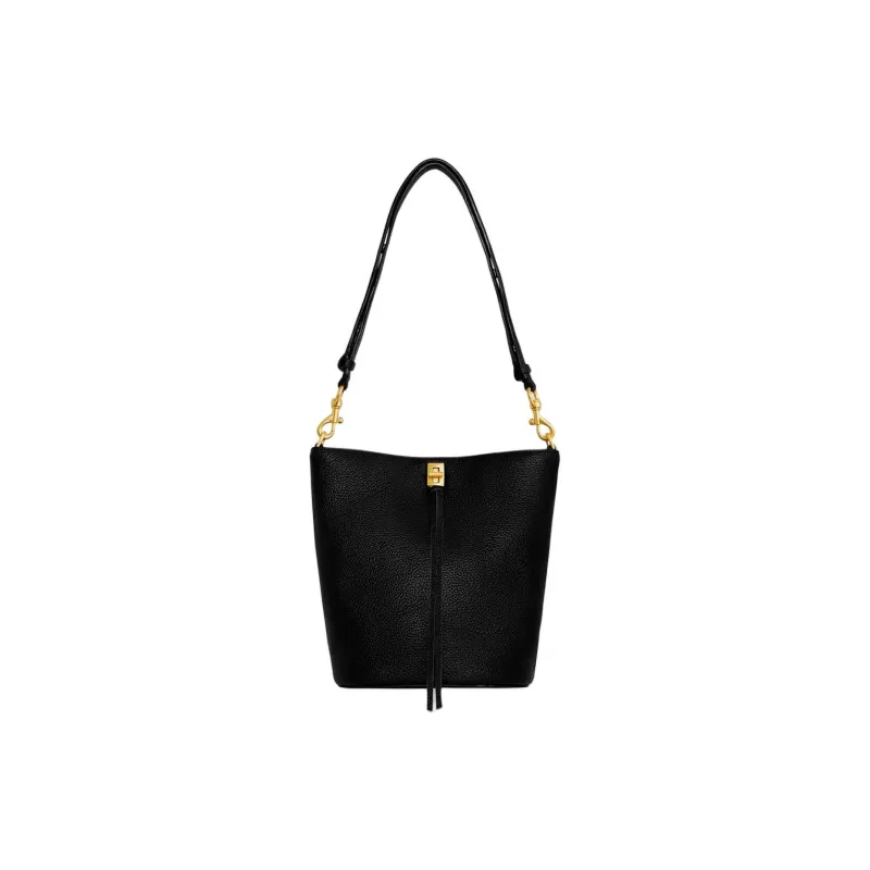 REBECCA MINKOFF Leather Bucket Bag Handbag Shoulder Bag Women's Black-0