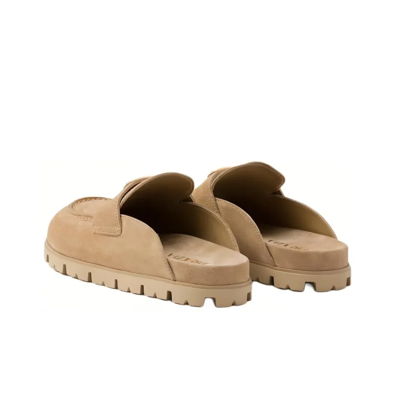 PRADA Triangle-logo Suede Slippers-3